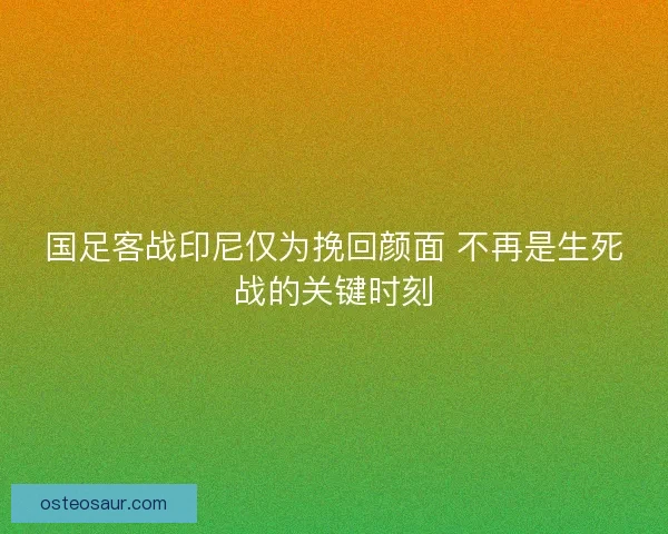 国足客战印尼仅为挽回颜面 不再是生死战的关键时刻