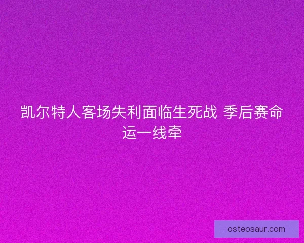 凯尔特人客场失利面临生死战 季后赛命运一线牵