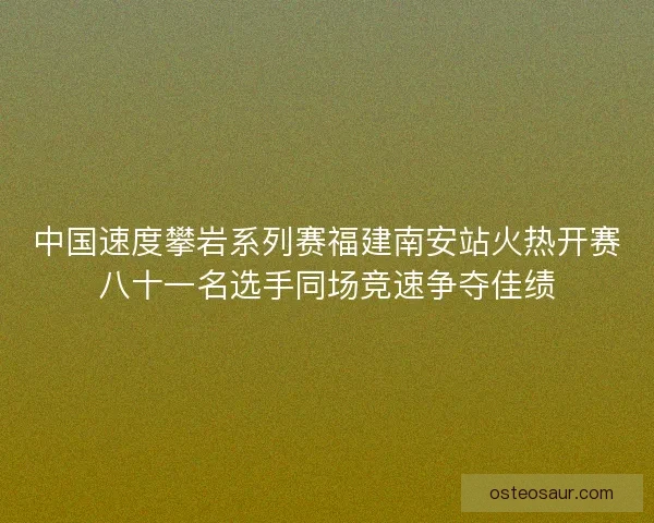 中国速度攀岩系列赛福建南安站火热开赛八十一名选手同场竞速争夺佳绩
